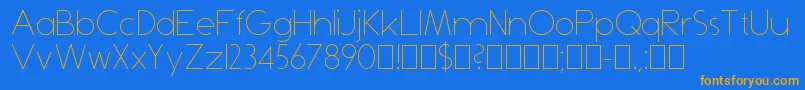 DominikThin Font – Orange Fonts on Blue Background
