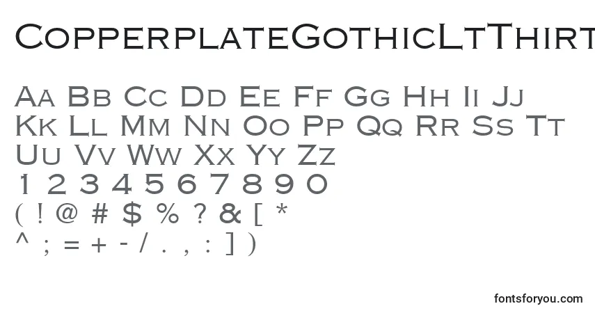 A fonte CopperplateGothicLtThirtyTwoAb – alfabeto, números, caracteres especiais