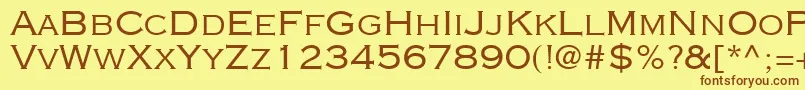 CopperplateGothicLtThirtyTwoAb Font – Brown Fonts on Yellow Background