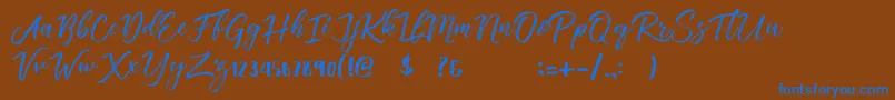 フォントVincentia – 茶色の背景に青い文字