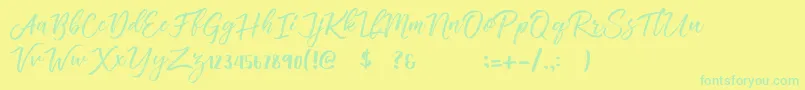 Vincentia-Schriftart – Grüne Schriften auf gelbem Hintergrund