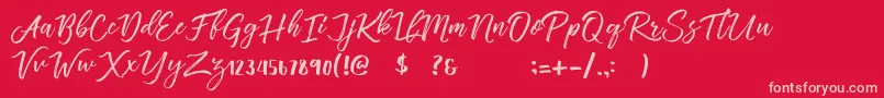 Vincentia Font – Pink Fonts on Red Background