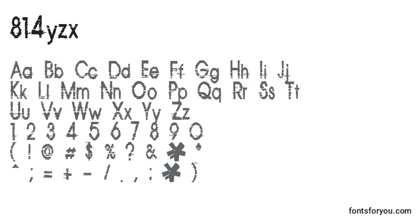 A fonte 814yzx – alfabeto, números, caracteres especiais