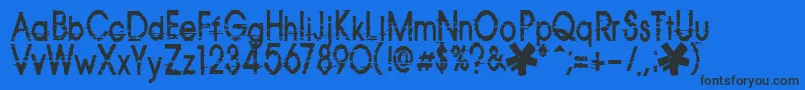 814yzx-Schriftart – Schwarze Schriften auf blauem Hintergrund