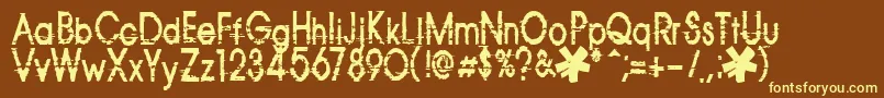 814yzx-Schriftart – Gelbe Schriften auf braunem Hintergrund