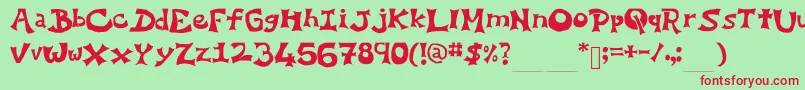 フォントYoEllipse – 赤い文字の緑の背景