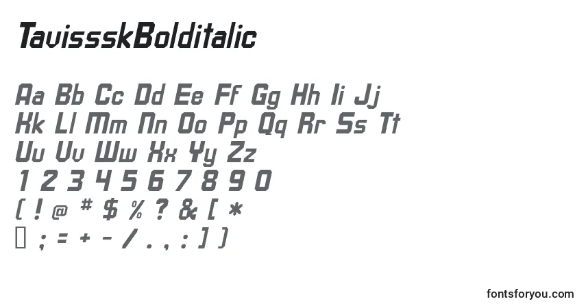 Шрифт TavissskBolditalic – алфавит, цифры, специальные символы