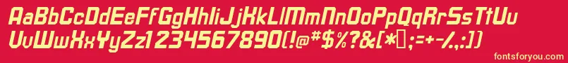 フォントTavissskBolditalic – 黄色の文字、赤い背景