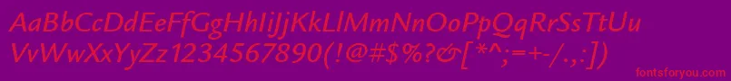 LegacySansItcMediumItalic Font – Red Fonts on Purple Background