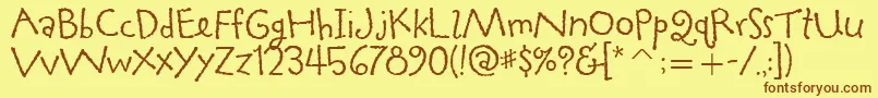 TapiocaitcTt Font – Brown Fonts on Yellow Background