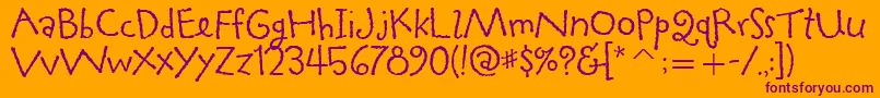 TapiocaitcTt Font – Purple Fonts on Orange Background