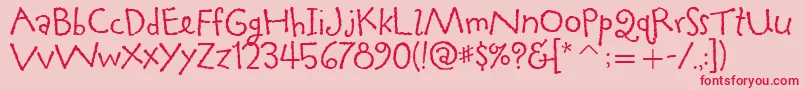 TapiocaitcTt-Schriftart – Rote Schriften auf rosa Hintergrund