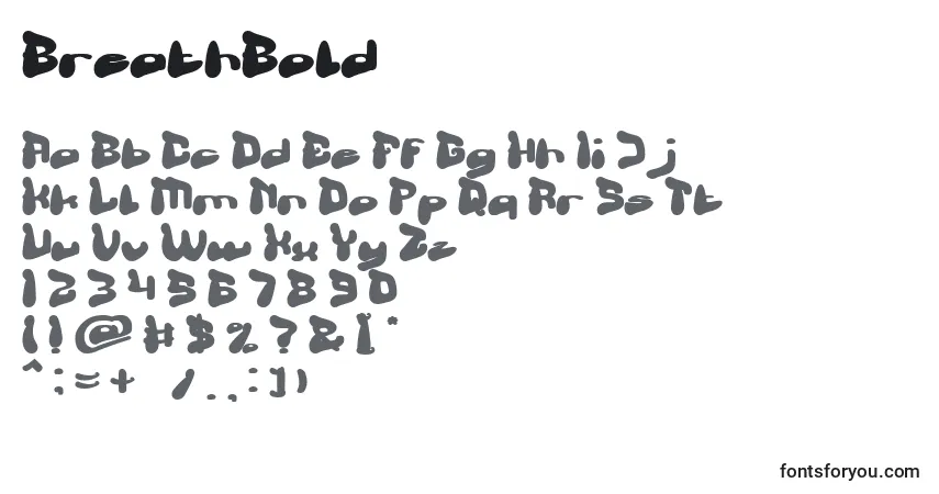 Schriftart BreathBold – Alphabet, Zahlen, spezielle Symbole