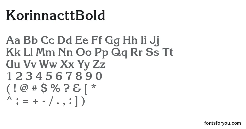 A fonte KorinnacttBold – alfabeto, números, caracteres especiais