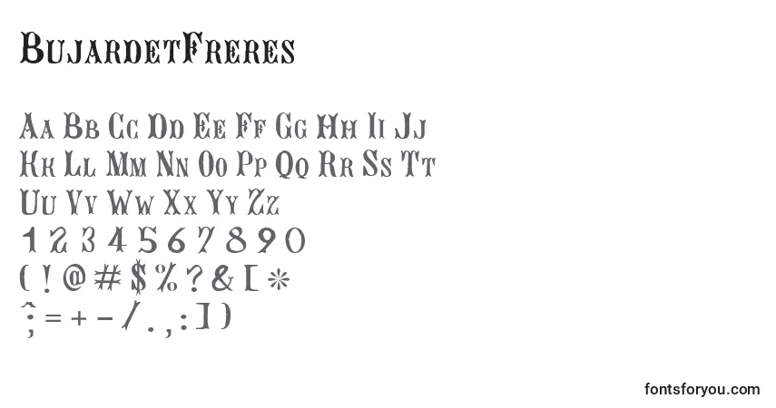 BujardetFreres-fontti – aakkoset, numerot, erikoismerkit