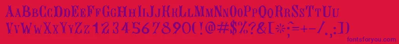 フォントBujardetFreres – 赤い背景に紫のフォント