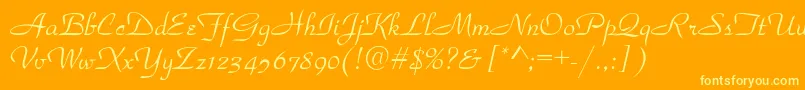 Park-Schriftart – Gelbe Schriften auf orangefarbenem Hintergrund