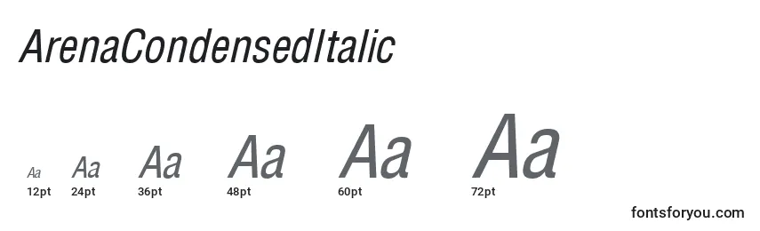 Размеры шрифта ArenaCondensedItalic