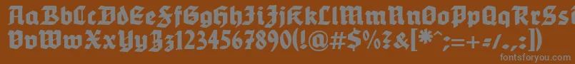 Weitere Informationen zur WerbedeutschHeavy-Schriftart WerbedeutschHeavy-Schriftart – Graue Schriften auf braunem Hintergrund