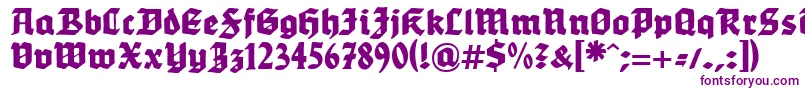 Weitere Informationen zur WerbedeutschHeavy-Schriftart WerbedeutschHeavy-Schriftart – Violette Schriften auf weißem Hintergrund