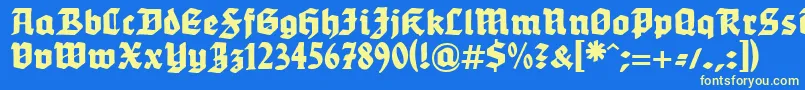 More about WerbedeutschHeavy Font WerbedeutschHeavy Font – Yellow Fonts on Blue Background