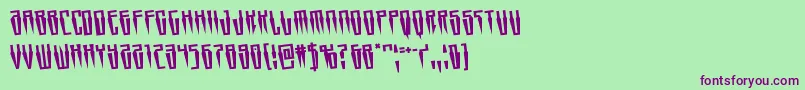 Swordtoothrotate-Schriftart – Violette Schriften auf grünem Hintergrund