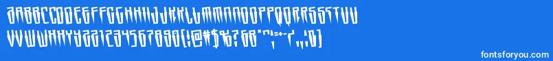 Swordtoothrotate-Schriftart – Weiße Schriften auf blauem Hintergrund