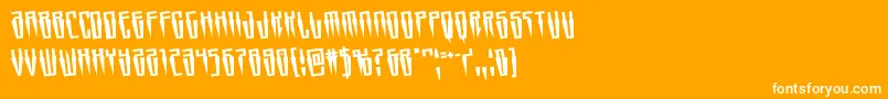 Swordtoothrotate-Schriftart – Weiße Schriften auf orangefarbenem Hintergrund