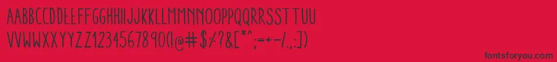 Fonte AracneCondensedRegular – fontes pretas em um fundo vermelho