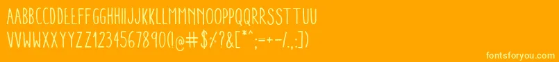 Подробнее о шрифте AracneCondensedRegular Шрифт AracneCondensedRegular – жёлтые шрифты на оранжевом фоне