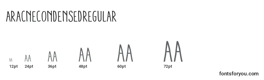 Размеры шрифта AracneCondensedRegular