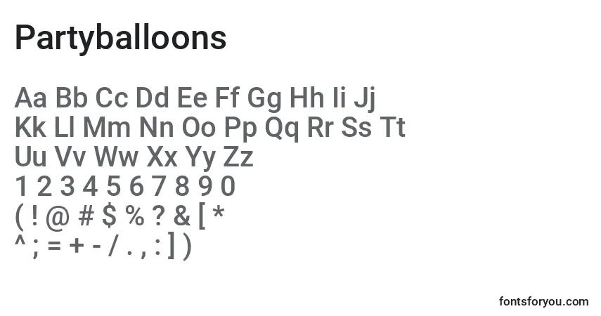Partyballoons-fontti – aakkoset, numerot, erikoismerkit