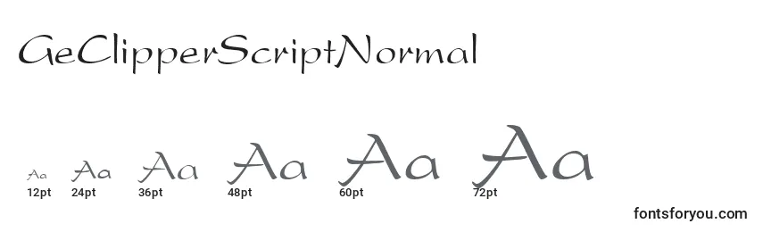 Размеры шрифта GeClipperScriptNormal