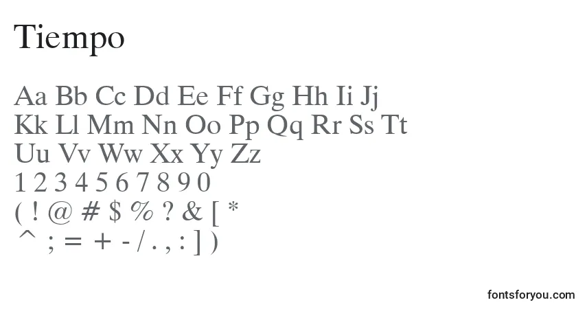 Шрифт Tiempo – алфавит, цифры, специальные символы