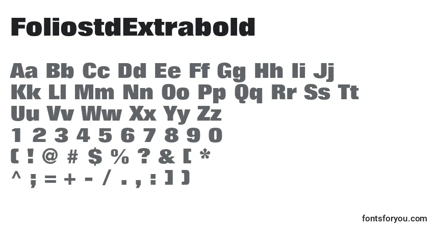A fonte FoliostdExtrabold – alfabeto, números, caracteres especiais
