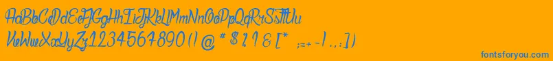 DeadlyInked-Schriftart – Blaue Schriften auf orangefarbenem Hintergrund