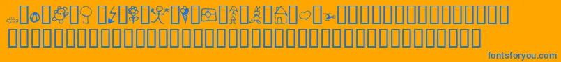 CrayonKids1-Schriftart – Blaue Schriften auf orangefarbenem Hintergrund