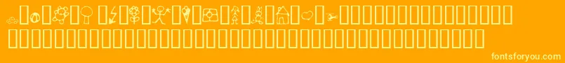 CrayonKids1-Schriftart – Gelbe Schriften auf orangefarbenem Hintergrund