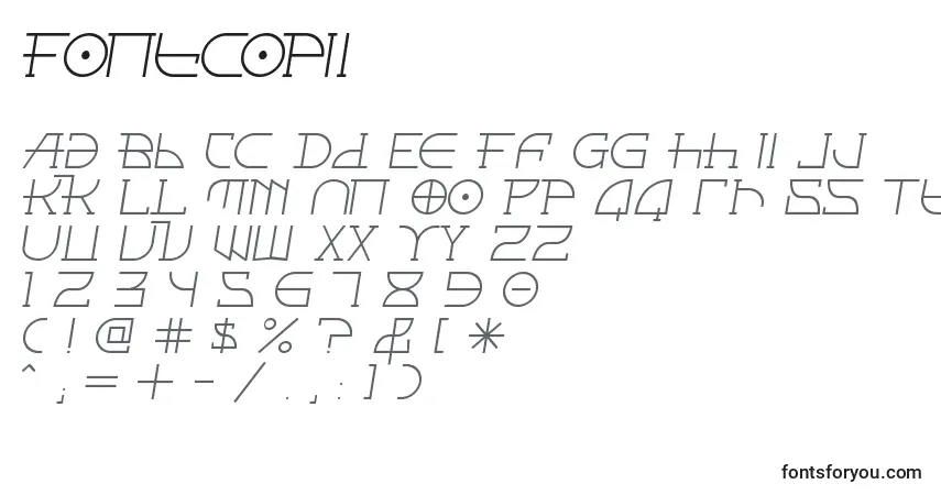Czcionka FontcopIi – alfabet, cyfry, specjalne znaki