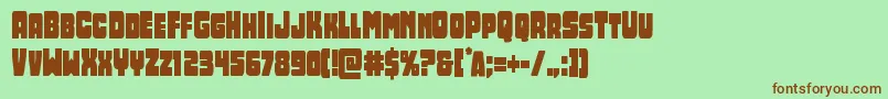 フォントOpusmundicond – 緑の背景に茶色のフォント