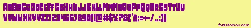 Opusmundicond-Schriftart – Violette Schriften auf gelbem Hintergrund
