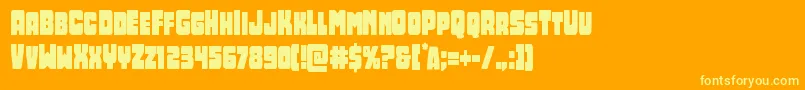 Opusmundicond-Schriftart – Gelbe Schriften auf orangefarbenem Hintergrund