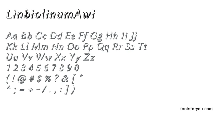 A fonte LinbiolinumAwi – alfabeto, números, caracteres especiais