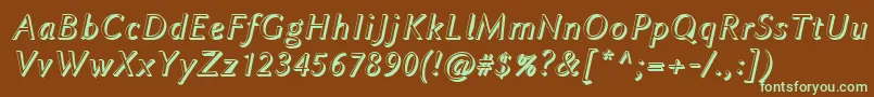 フォントLinbiolinumAwi – 緑色の文字が茶色の背景にあります。