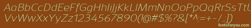 SavileLightitalic Font – Green Fonts on Brown Background