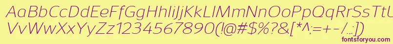 SavileLightitalic Font – Purple Fonts on Yellow Background