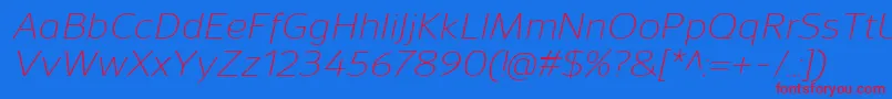 More about SavileLightitalic Font SavileLightitalic Font – Red Fonts on Blue Background