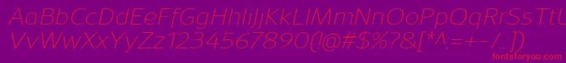 SavileLightitalic Font – Red Fonts on Purple Background