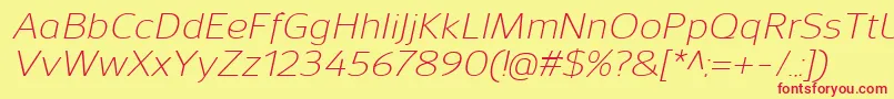 SavileLightitalic Font – Red Fonts on Yellow Background