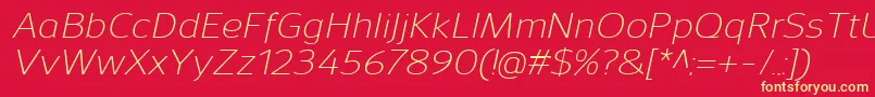 SavileLightitalic Font – Yellow Fonts on Red Background